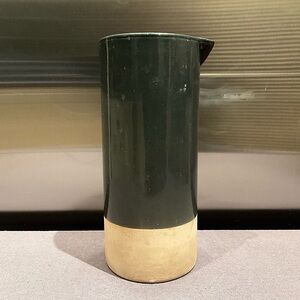 Fringe Studio Slate Grey Blue Tan Ceramic Stoneware Pitcher Vase 10” Tall